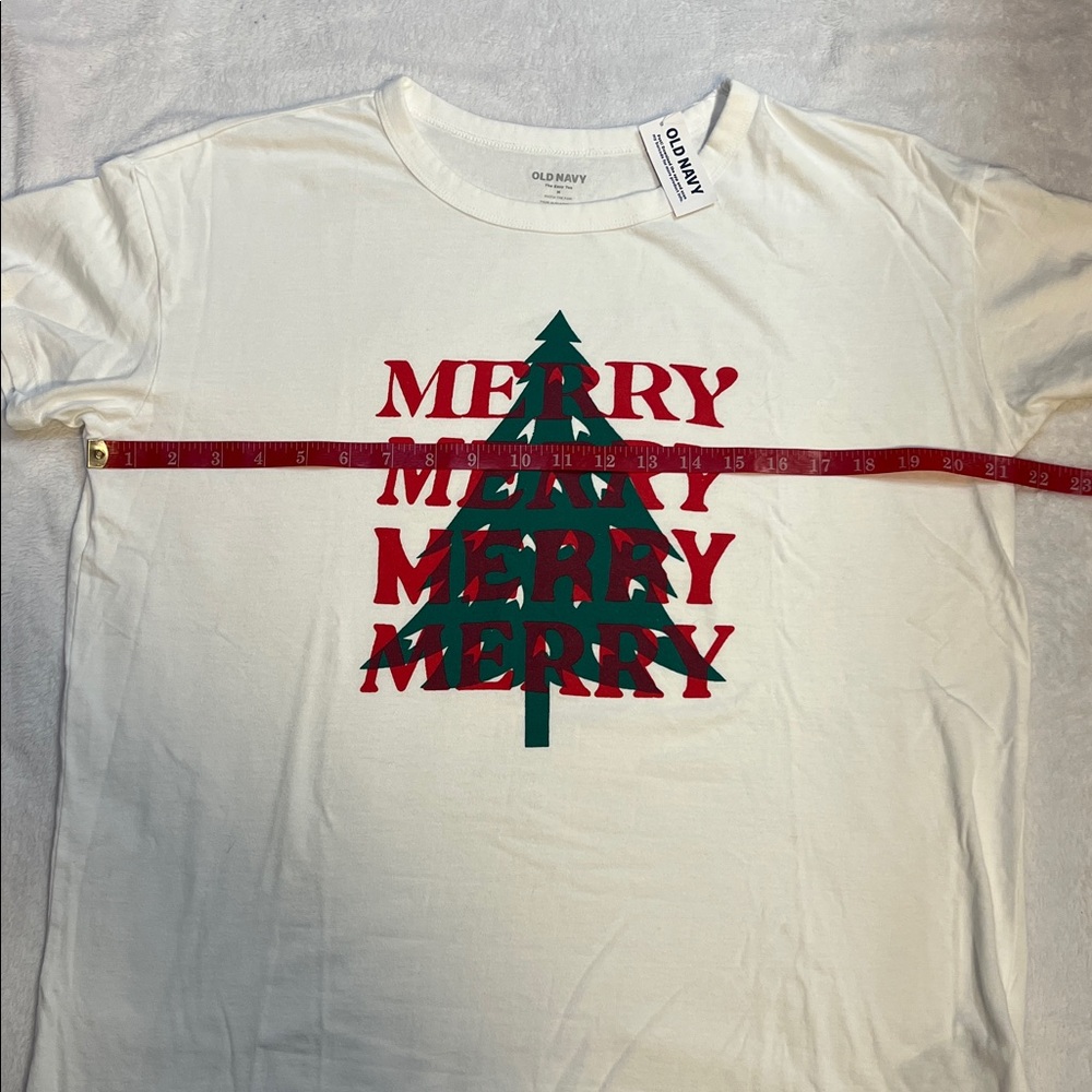 Women's Old Navy Christmas "Merry Merry Merry" T-Shirt Size M - Picture 4 of 5